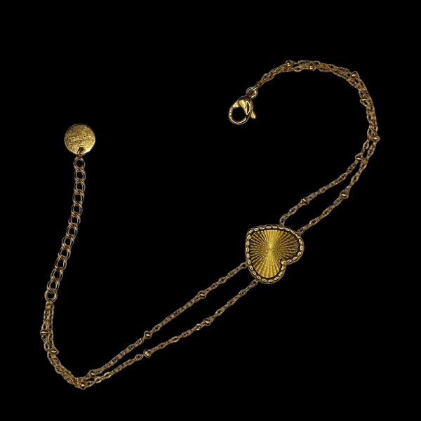 Bracelet en acier inoxydable en forme de cœur avec deux chaîne