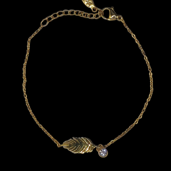 Bracelet en acier inoxydable plume avec strass