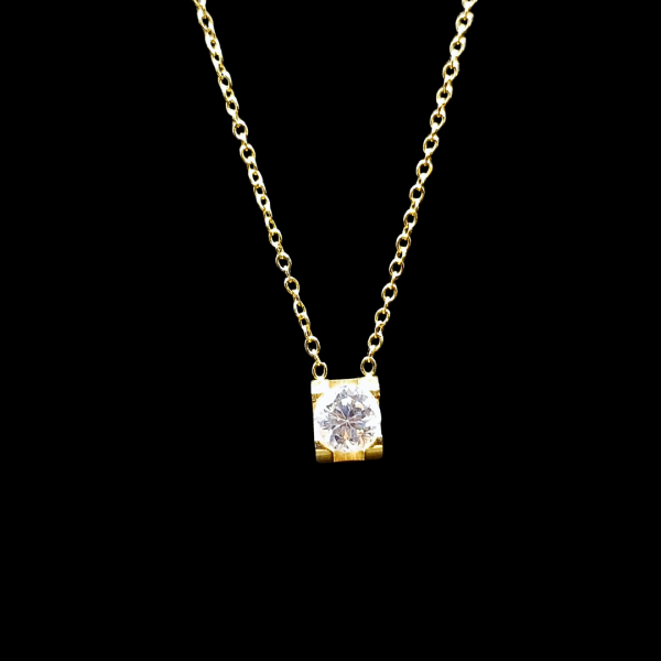 Collier en acier inoxydable solitaire