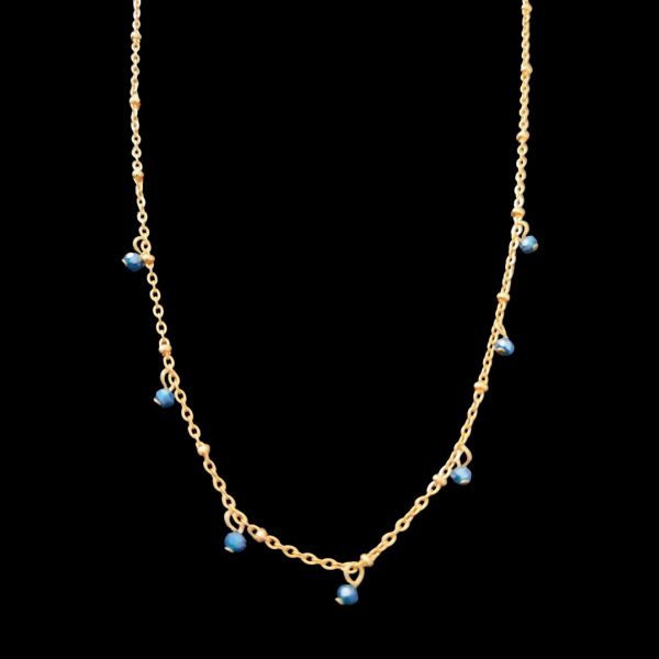 Collier en acier inoxydable perles bleu
