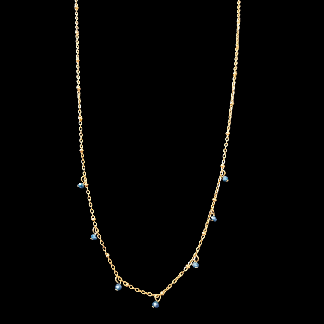 Collier en acier inoxydable doré bleu