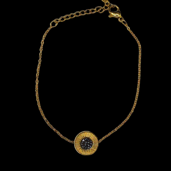Bracelet en acier inoxydable strass noir