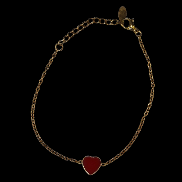 Bracelet en acier inoxydable en forme de coeur rouge