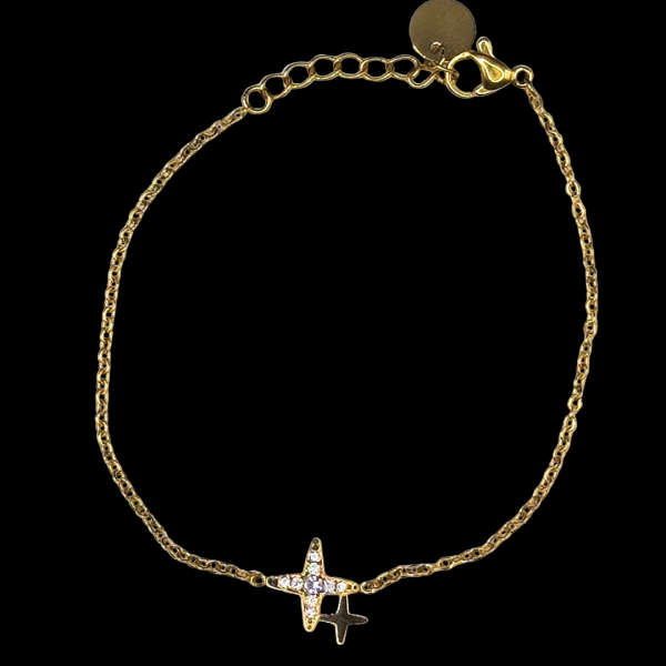 Bracelet en acier inoxydable double étoile avec strass