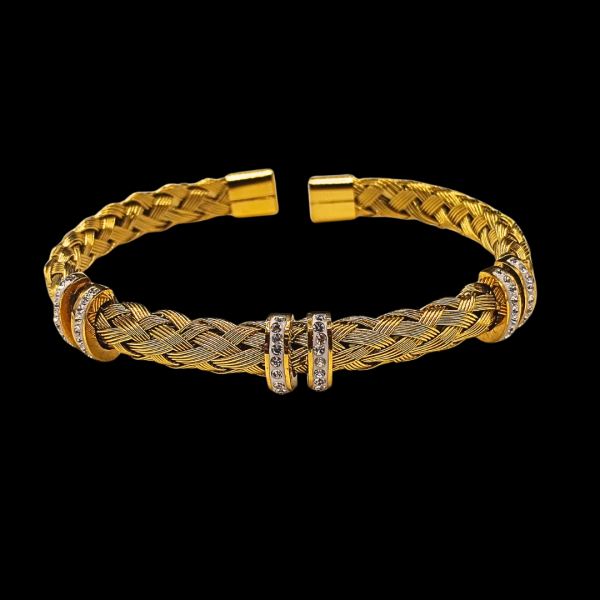 Bracelet tressé en acier inoxydable avec strass