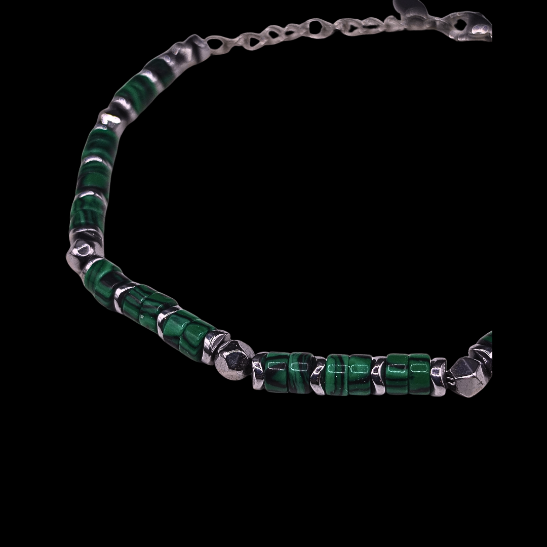 Bracelet en acier inoxydable avec perles bleu