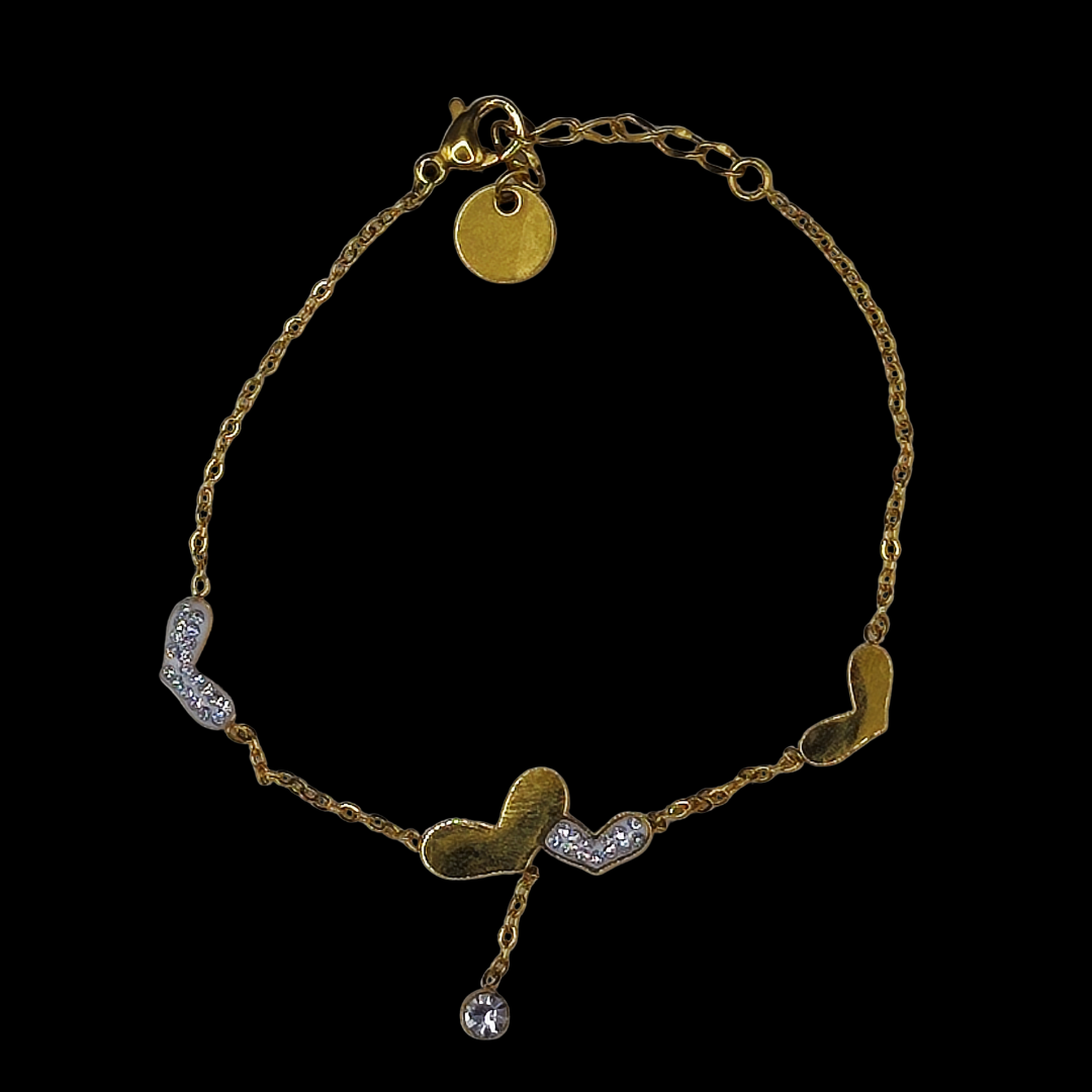 Bracelet en acier inoxydable pendante avec strass