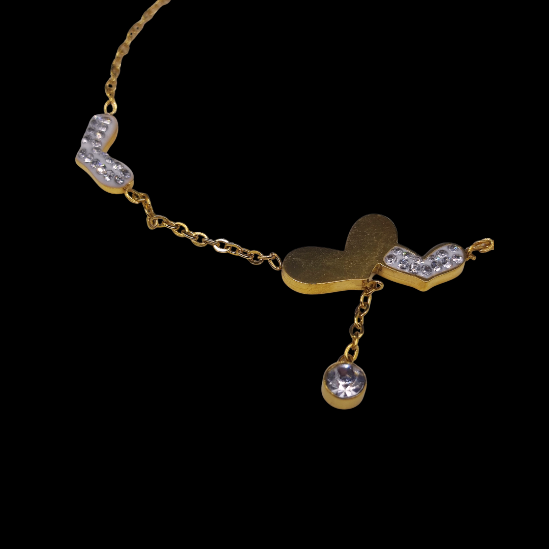 Bracelet en acier inoxydable avec coeur doré