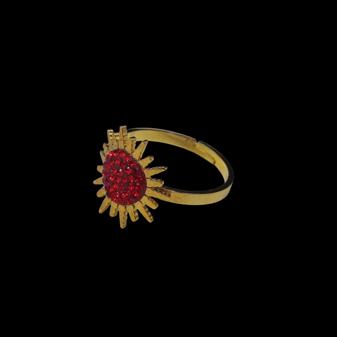 Bague en acier inoxydable strass rouge étoile