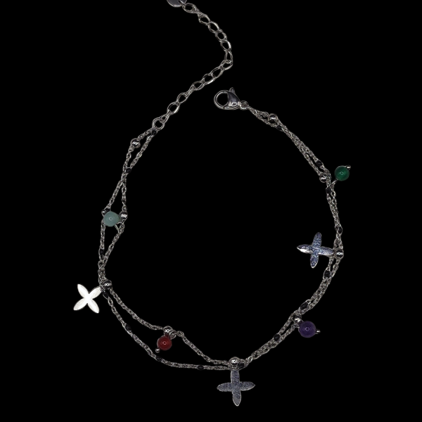 Bracelet cheville en acier inoxydable avec breloques