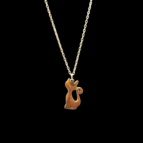 Collier en acier inoxydable chat doré
