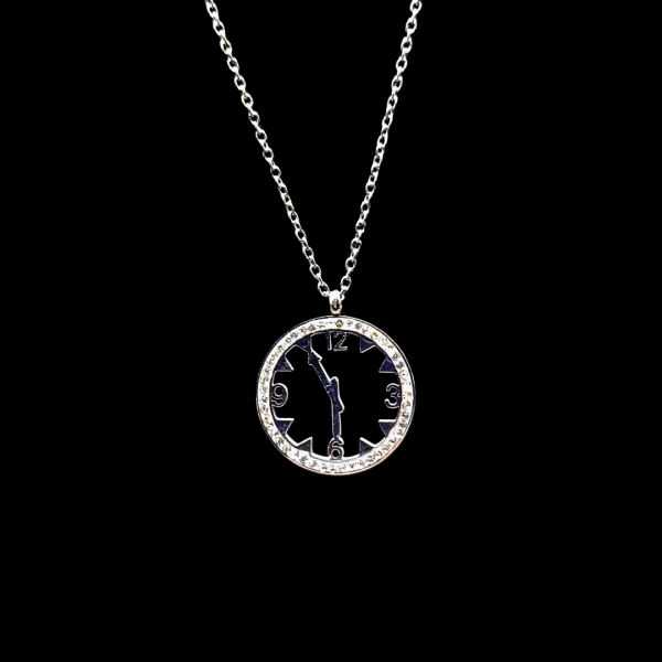 Collier en acier inoxydable horloge argenté