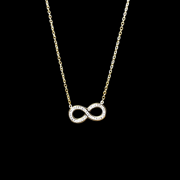 Collier en acier inoxydable symbole infini avec strass