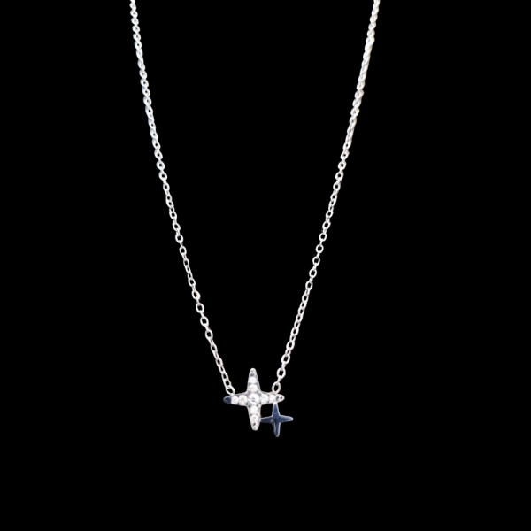 Collier en acier inoxydable deux étoiles argenté