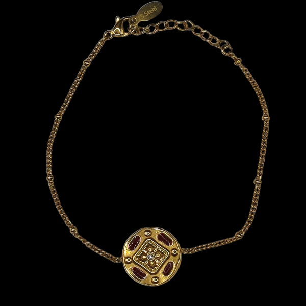 Bracelet en acier inoxydable avec strass doré