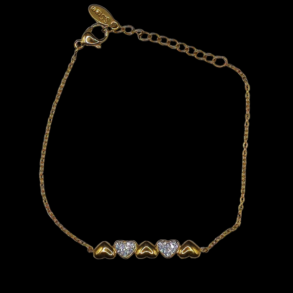 Bracelet en acier inoxydable doré avec strass