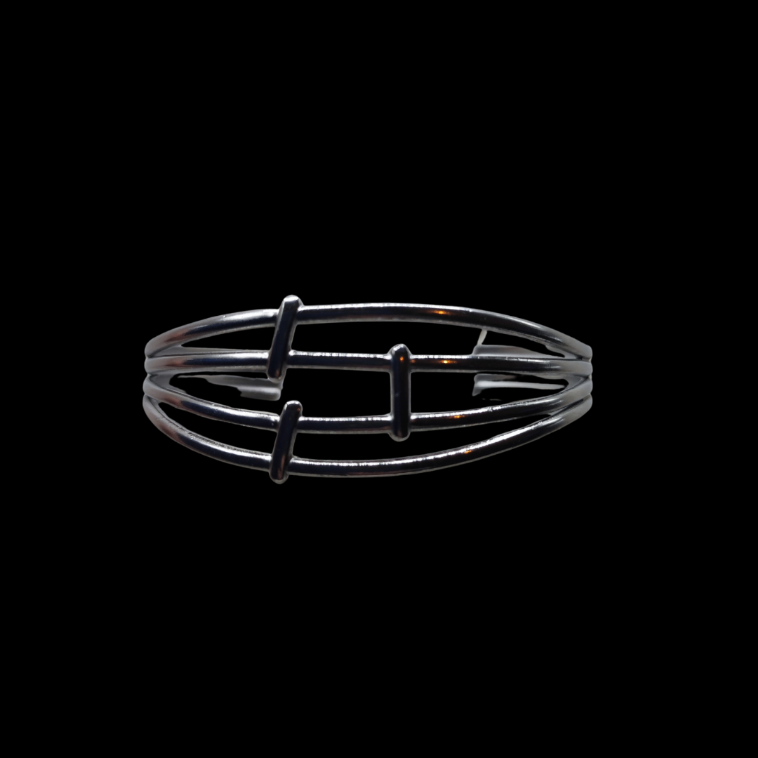 Bracelet manchette en acier inoxydable argenté