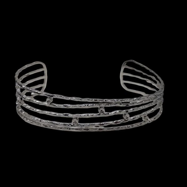 Bracelet manchette en acier inoxydable argenté