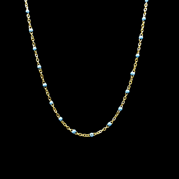 Chaine en acier inoxydable perles bleu