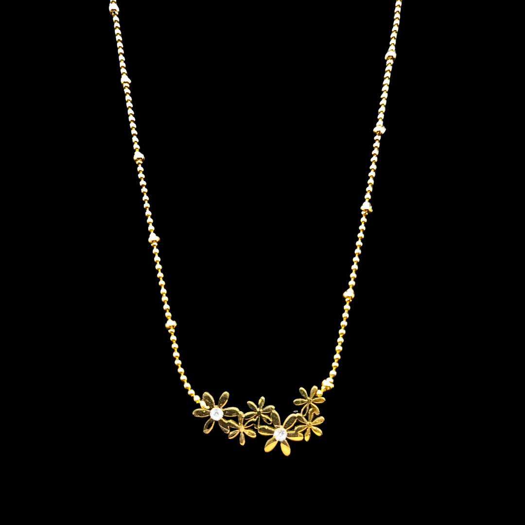 Collier en acier inoxydable fleurs